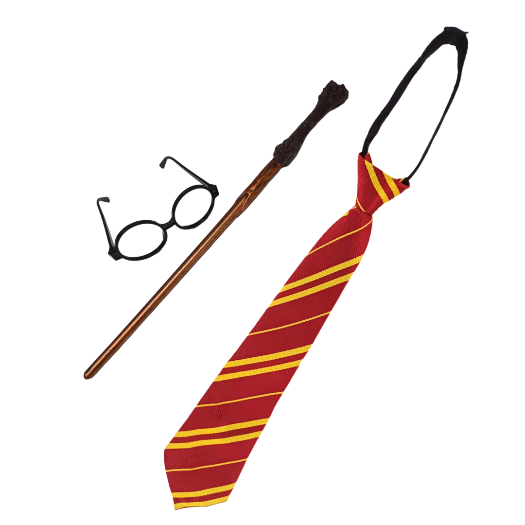Harry Potter Wand, Glasses and Adjustable Tie