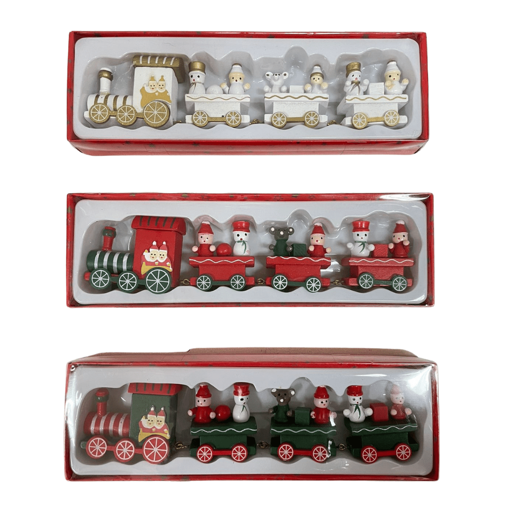 Xmas Deco Wood Train 4PC Christmas Not specified 
