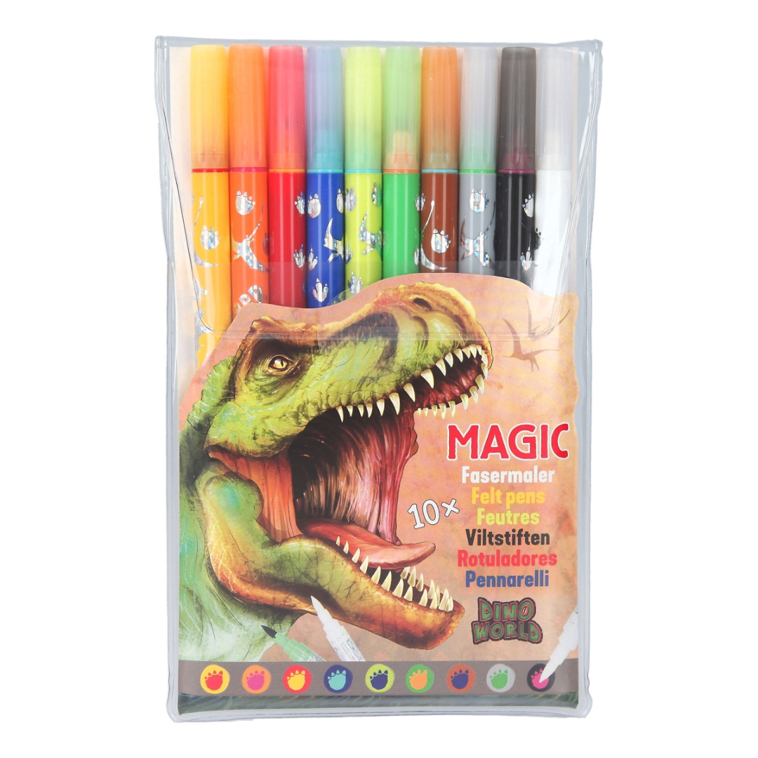Dino World Magic Markers (9 Double Sided Felt Pens)