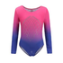 Pink and Blue Ombre Rhinestone Long-sleeve Leotard