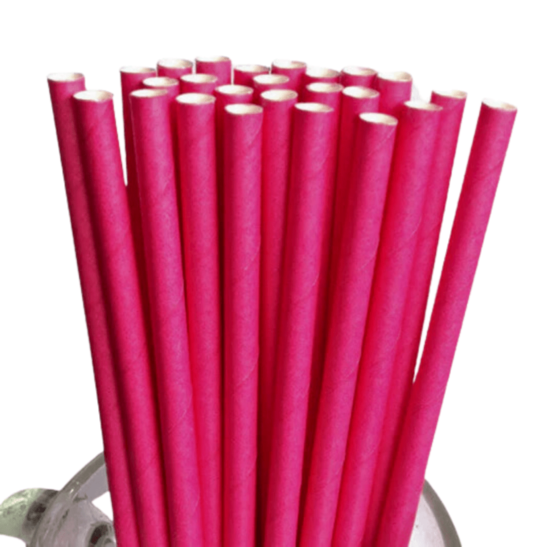 Light Pink and Hot Pink Striped 25pc Paper Straws