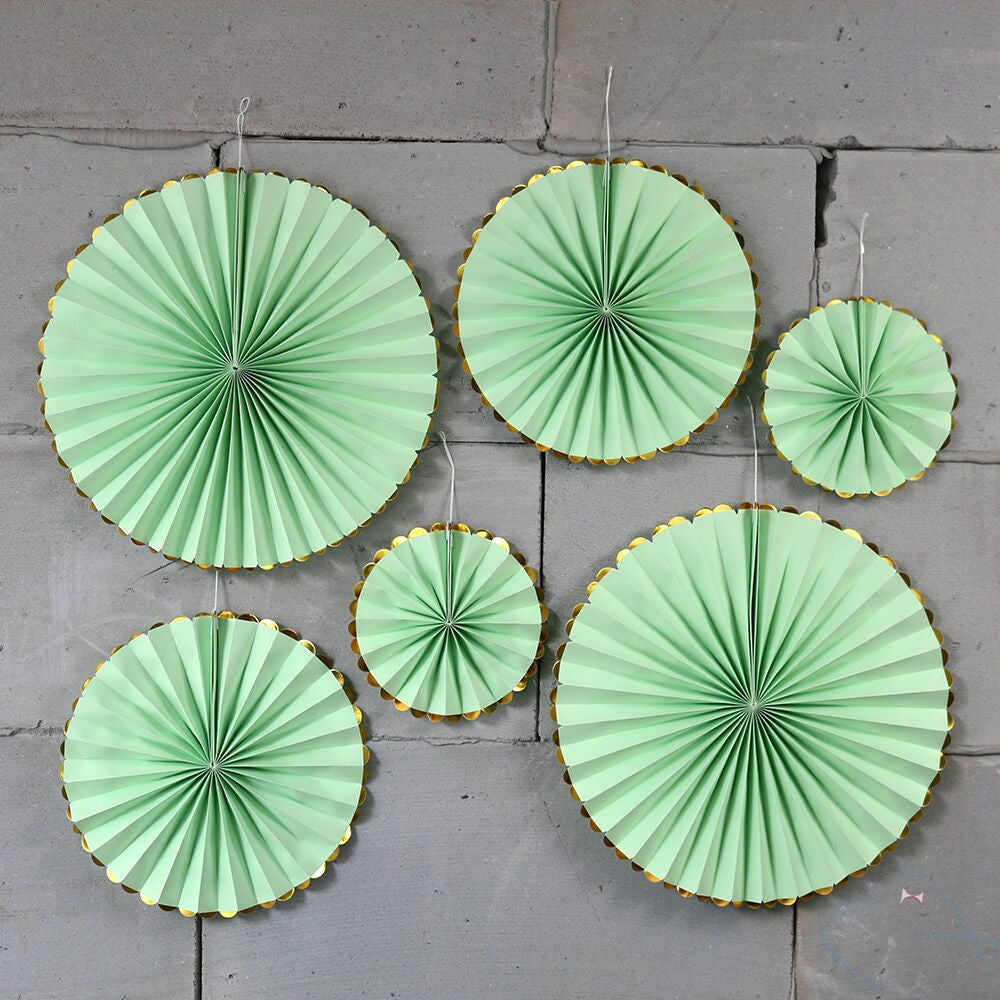 Green Party Paper Fans Gold Trim Parties Not specified 