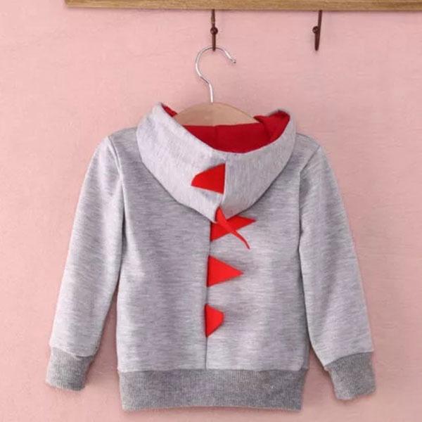 Grey & Red Dinosaur Hoodie Clothing Not specified 