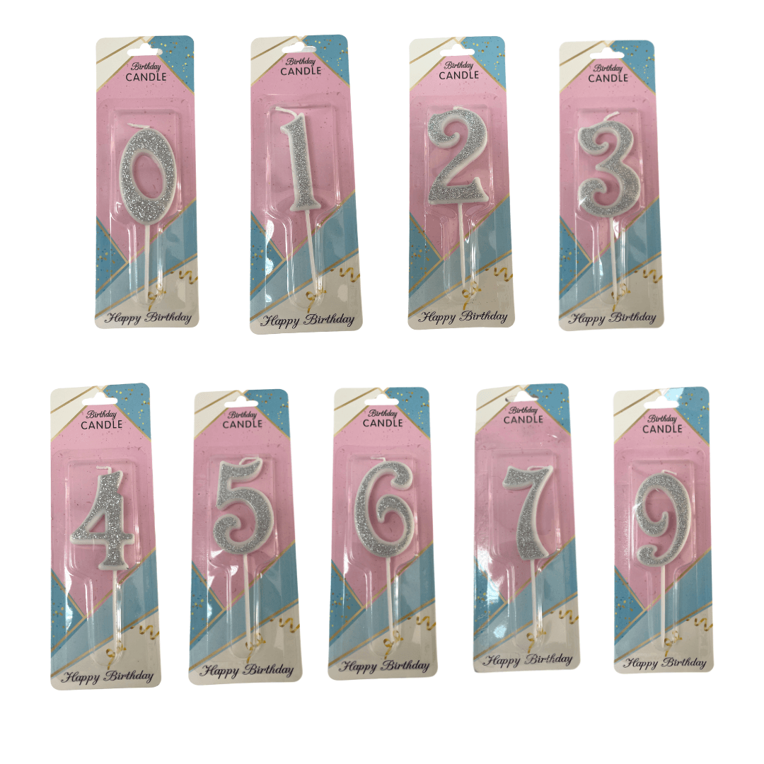Number Birthday Candle Glitter Silver Parties Not specified 