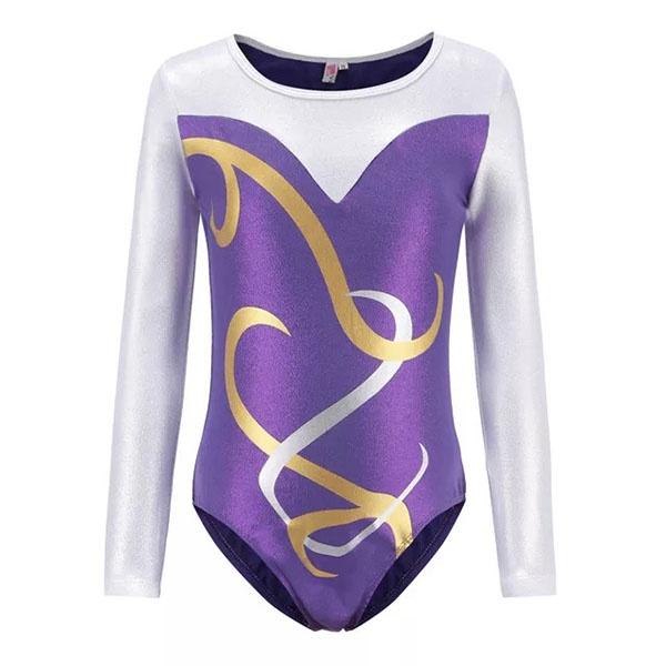 Purple Long Sleeve Leotard with Gold Detail Ballet Not specified 