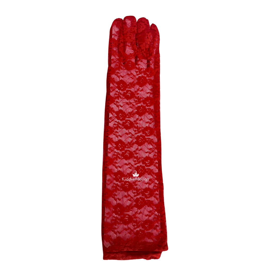 Red Long Lace Gloves Dress Up Not specified 