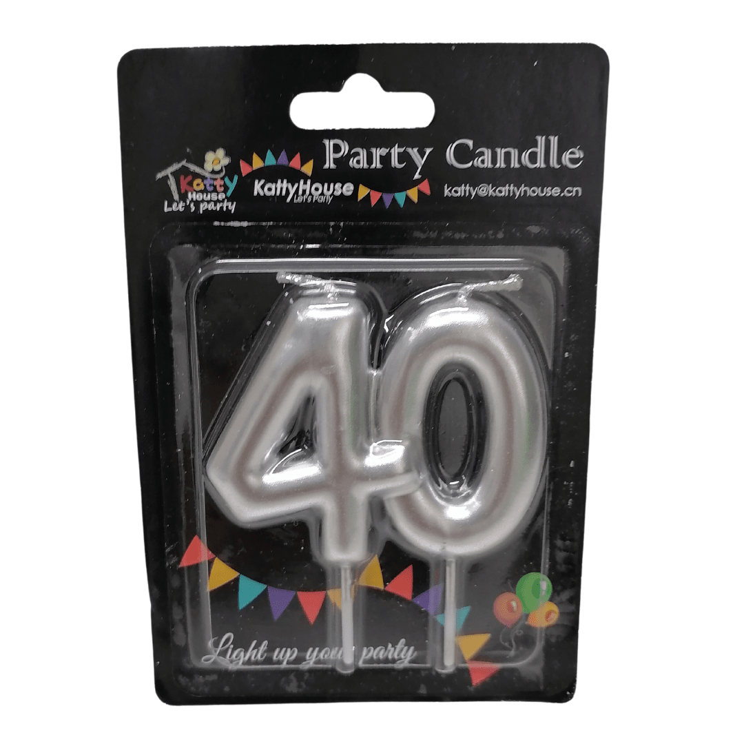 Silver Party Candle Aged 40 Parties Not specified 