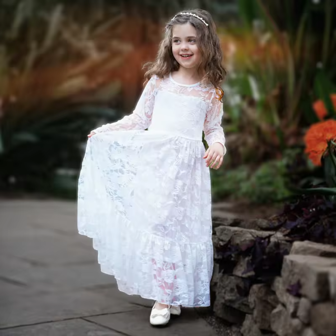 Simple lace flower girl dress hotsell