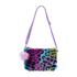Rainbow Leopard Print Faux Fur Shoulder Bag with Pom Pom