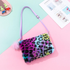 Rainbow Leopard Print Faux Fur Shoulder Bag with Pom Pom
