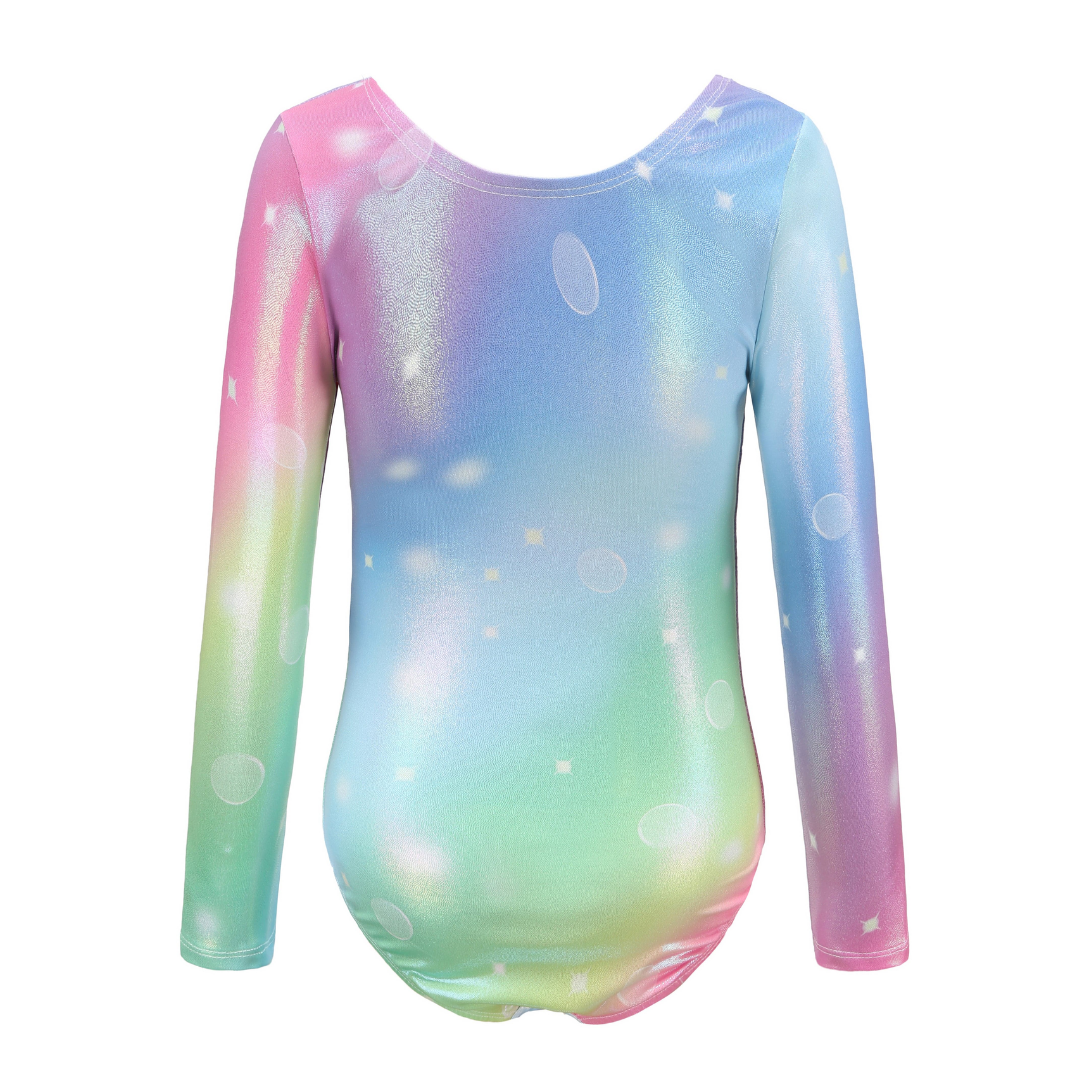 Aurora Ombre Long Sleeve Leotard with Rhinestones