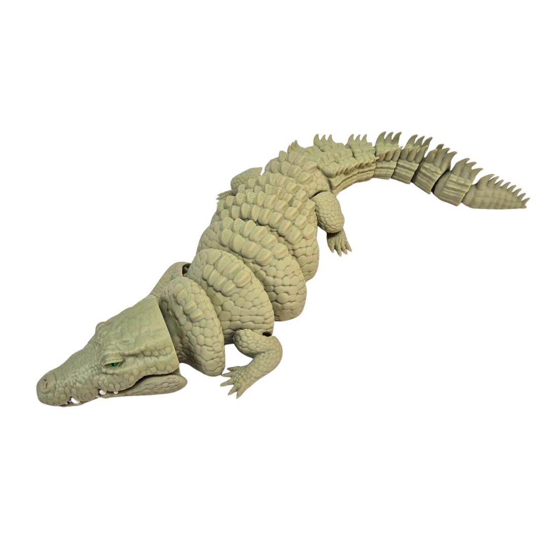 3D Printed Crocodile Large - Khaki