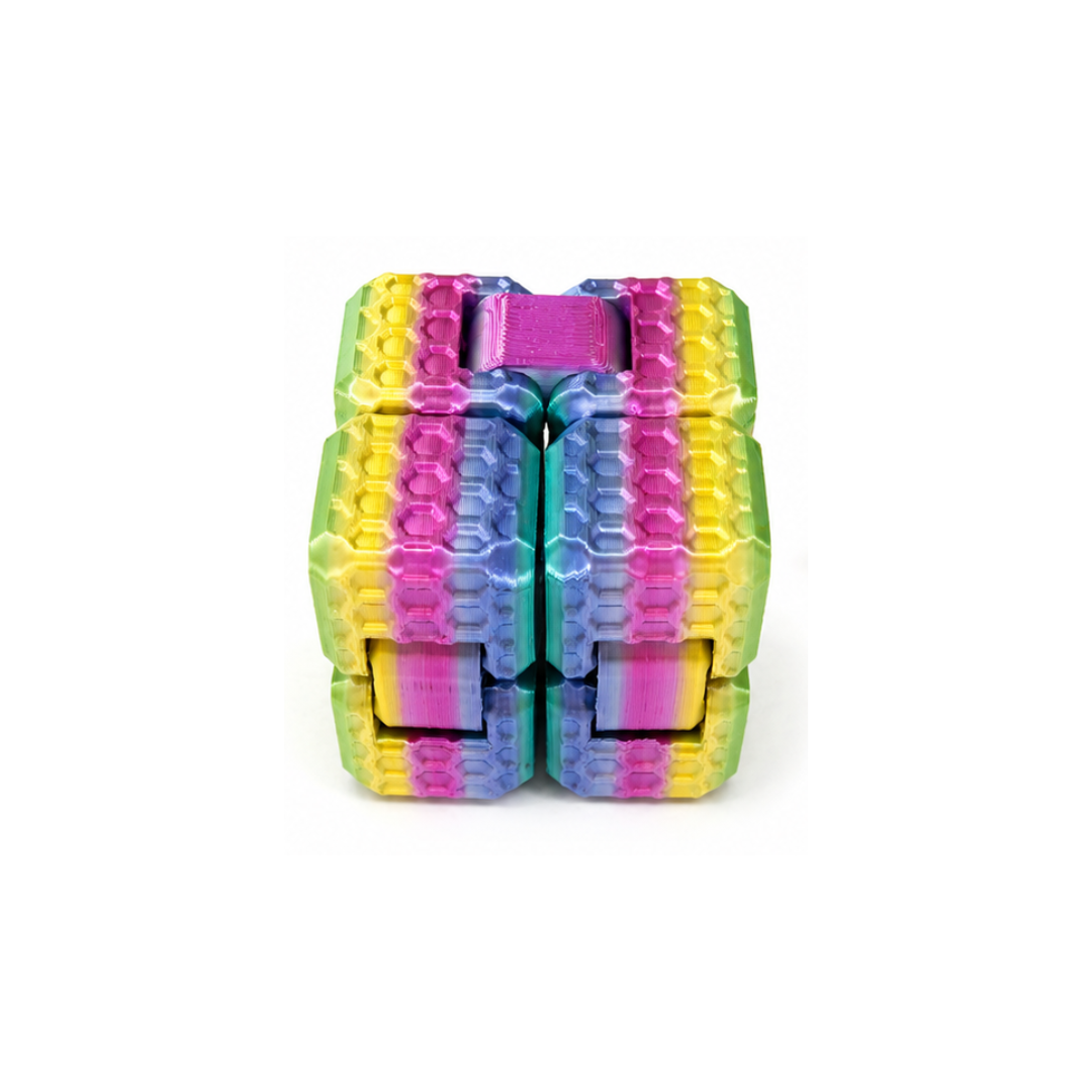 FlexiFidget Cube - Rainbow Metallic