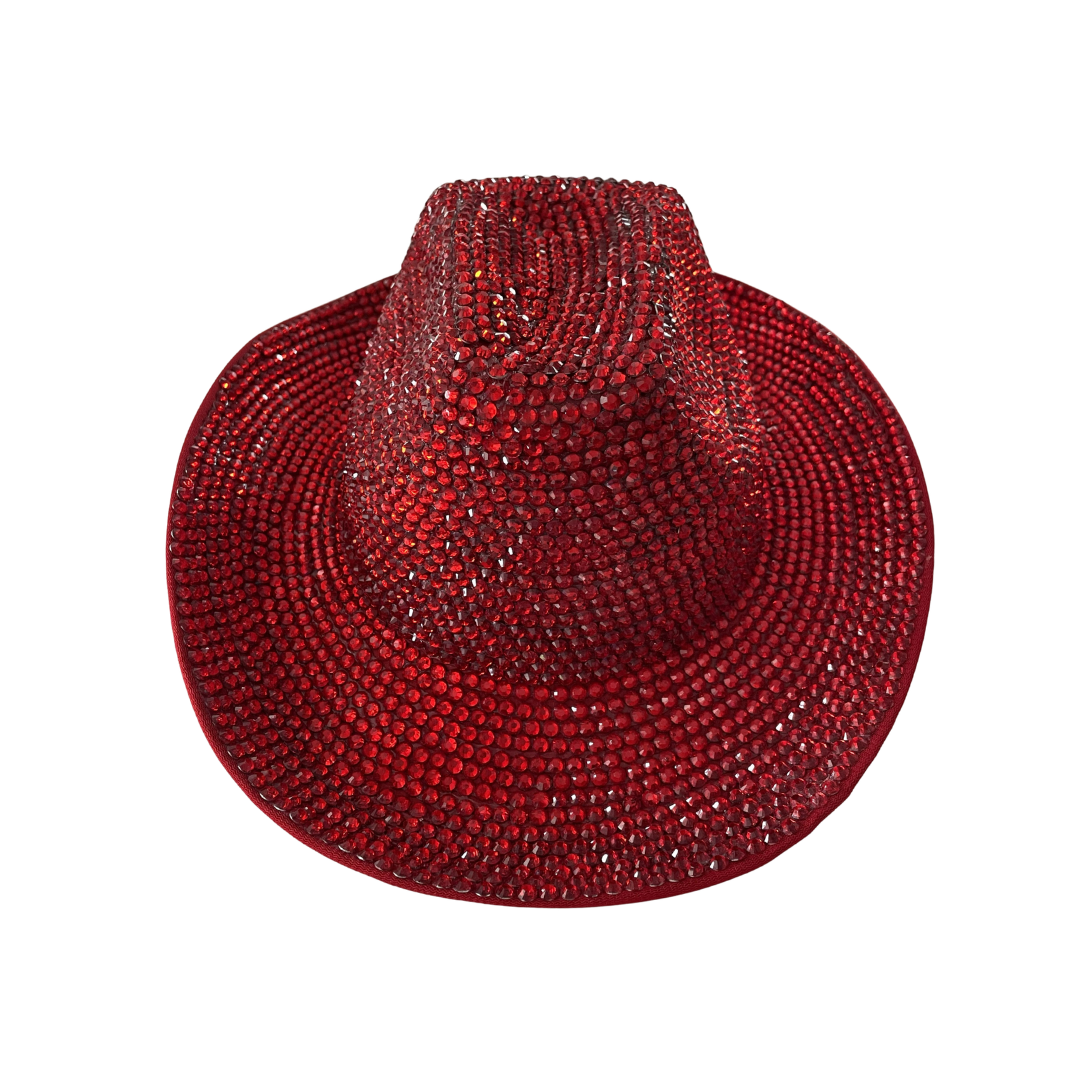 Deluxe Crystal Cowboy Hat Adult - Red