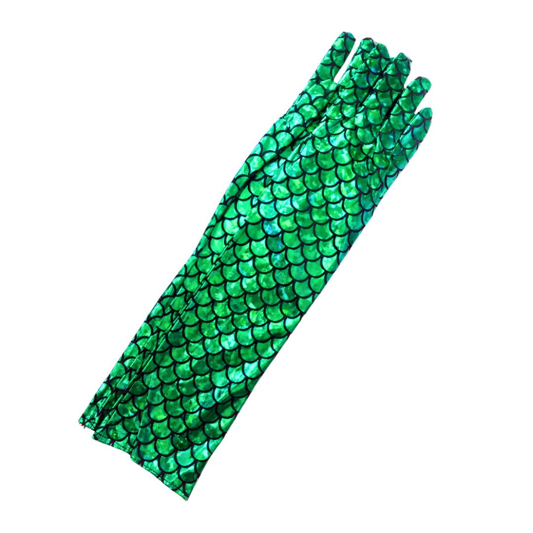 Green Mermaid Gloves Long