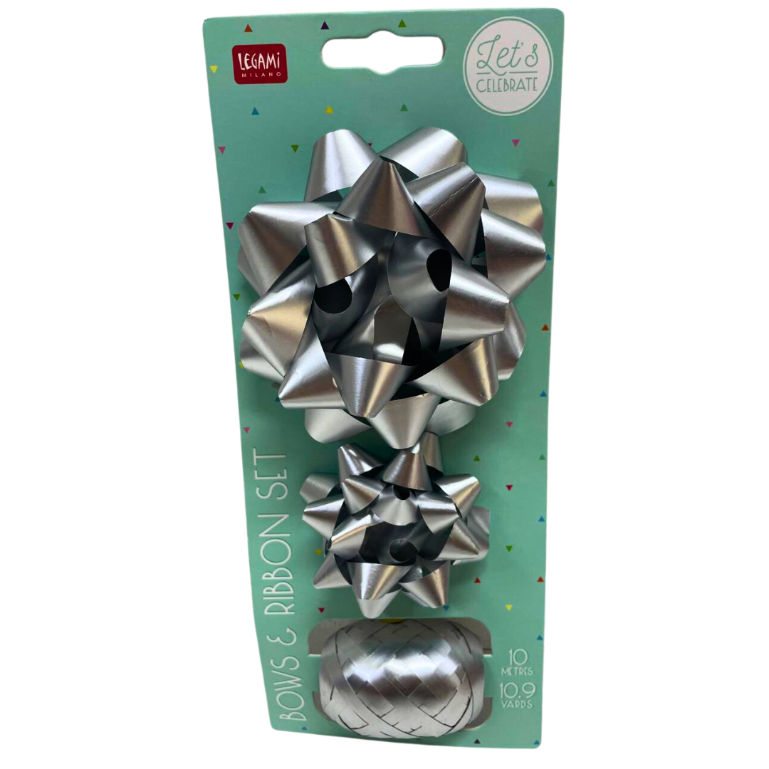 Bows and Ribbon Set - Matte Silver