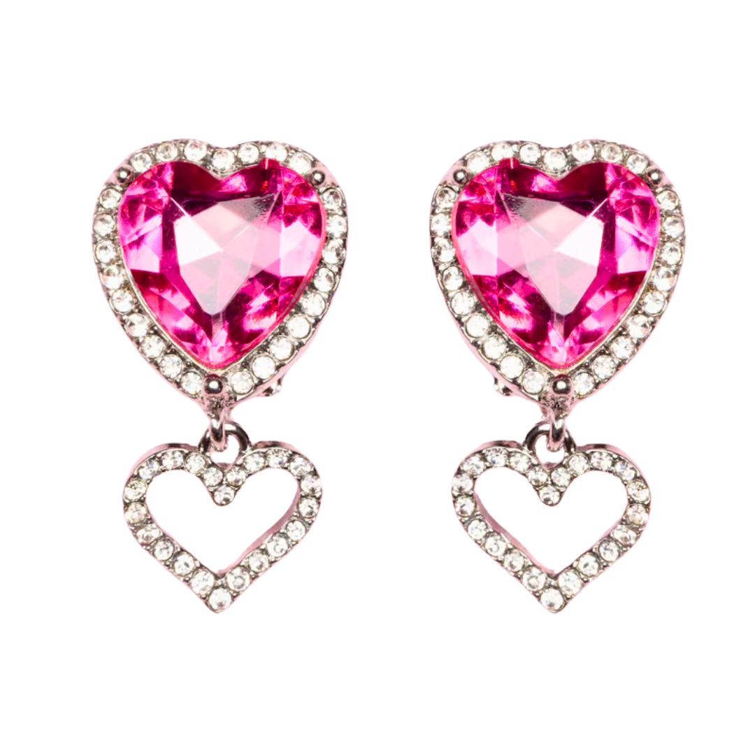 Boutique Heart Jewel Clip-on Earrings (1 pair)