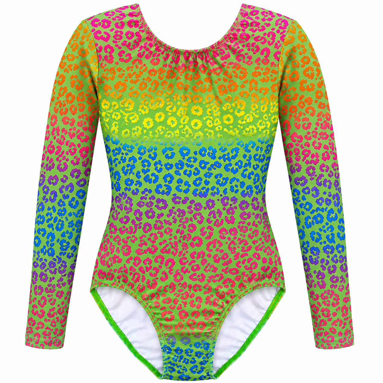 Rainbow Leopard Long Sleeve Leotard