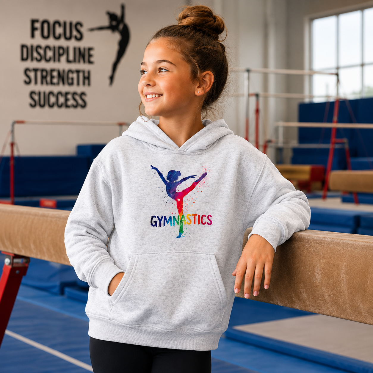 Rainbow Gymnastics Hoodie Grey