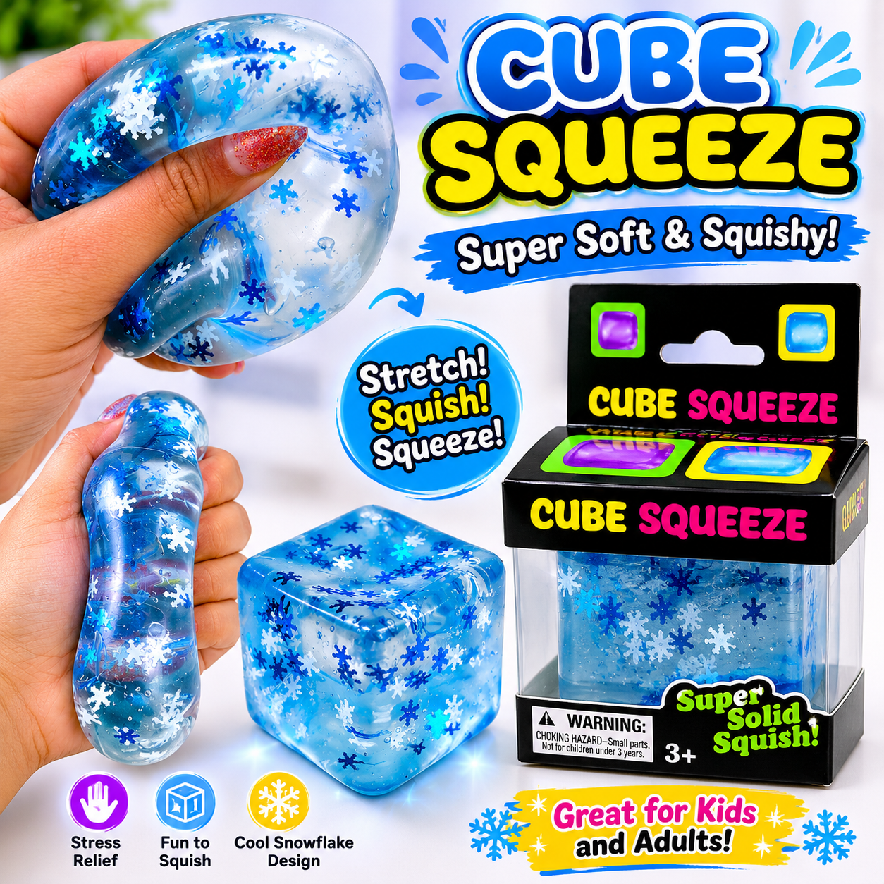 Squeeze Snowflake Squishy Cube