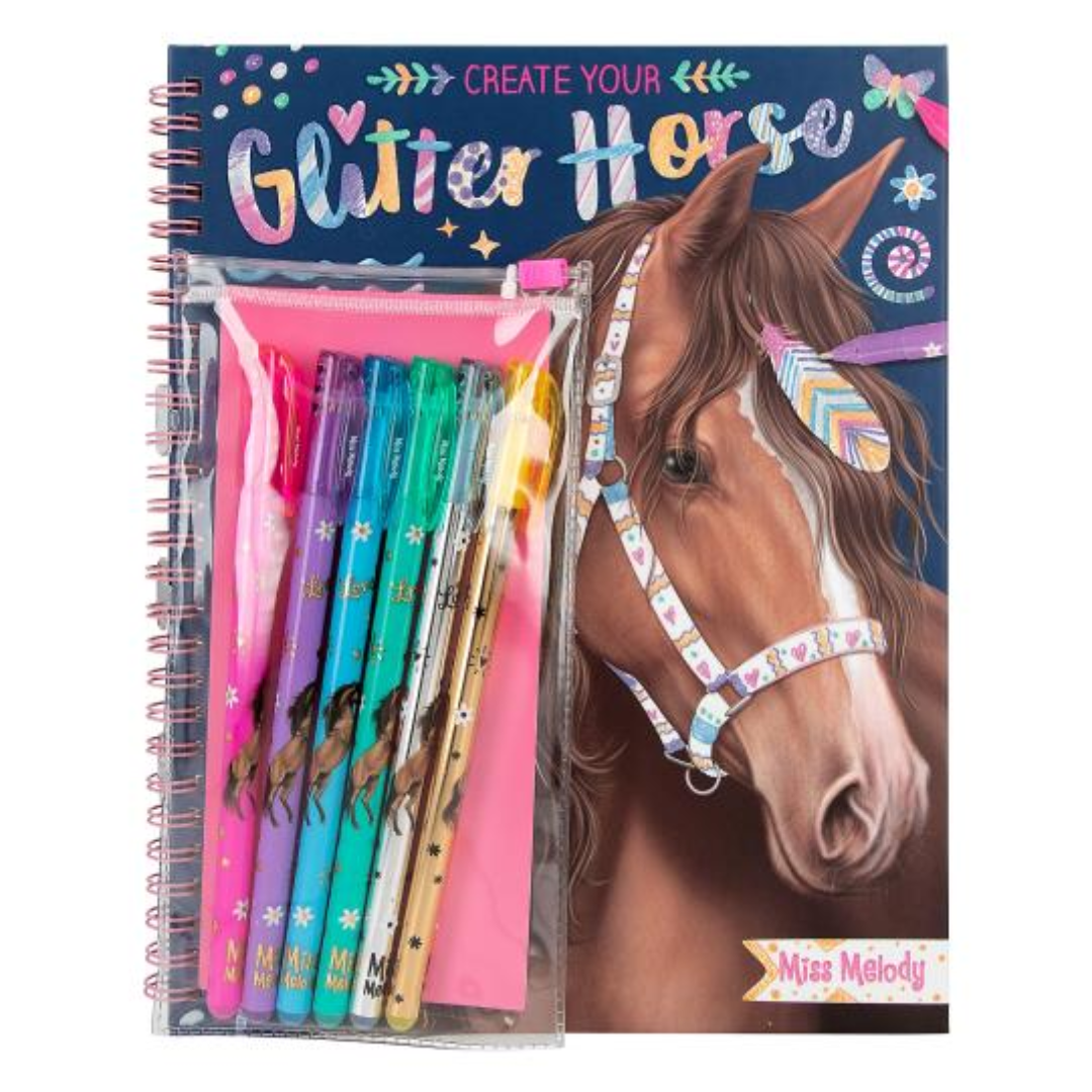 Create Your Glitter Horses + 6 Glitter Pens - Miss Melody
