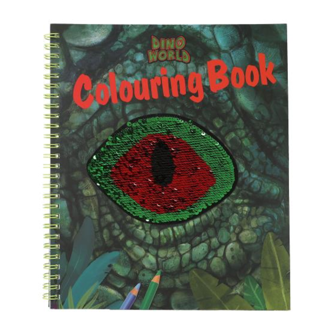 Dino World Colouring Book with Sequins