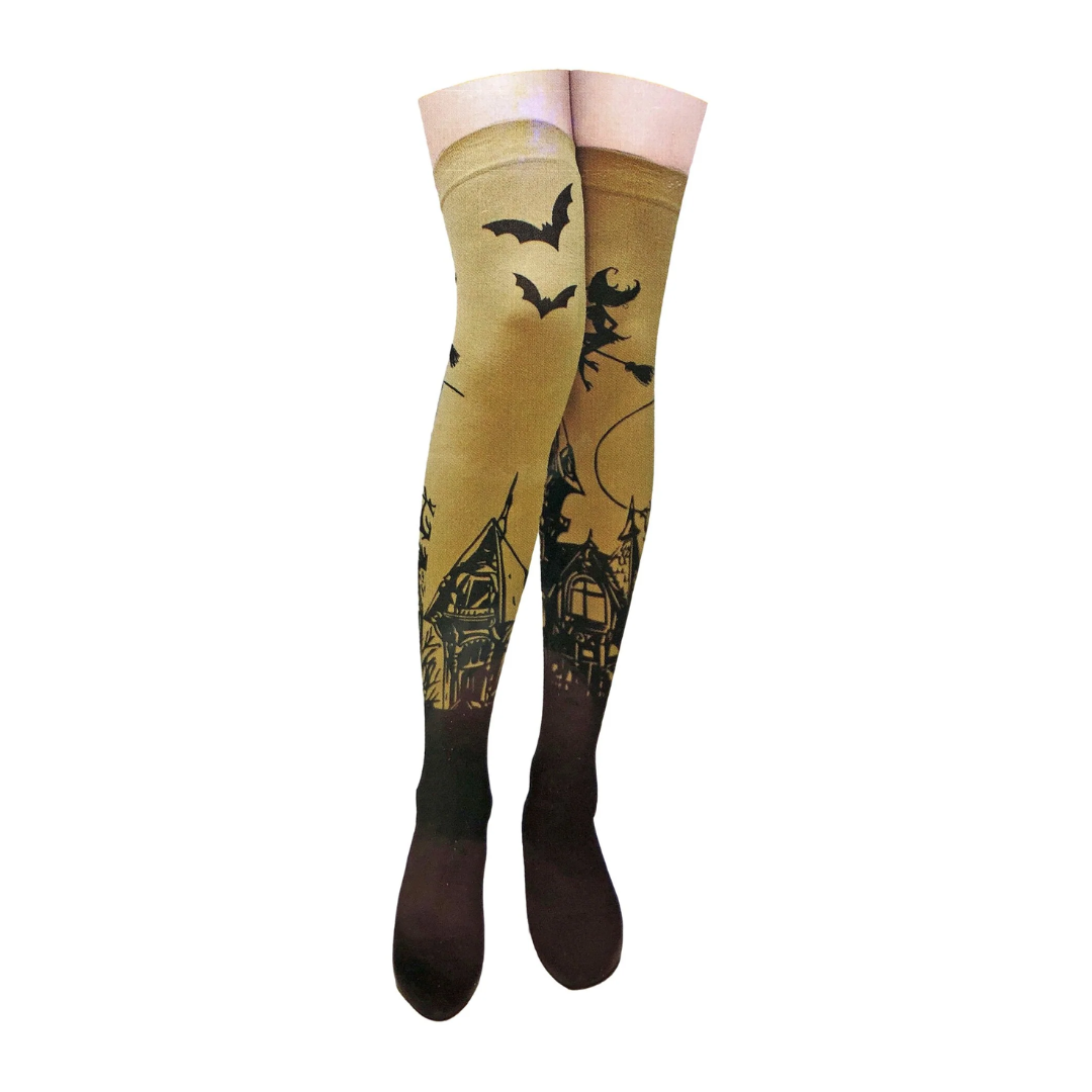 Haunted House Thigh High Socks