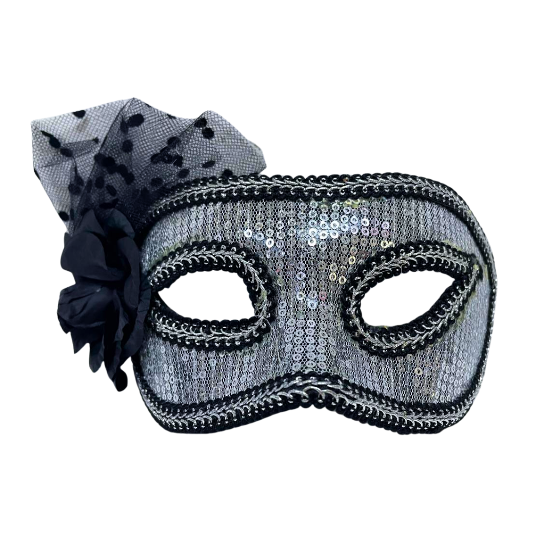 Masquerade Mask Flower Feather and Sequin