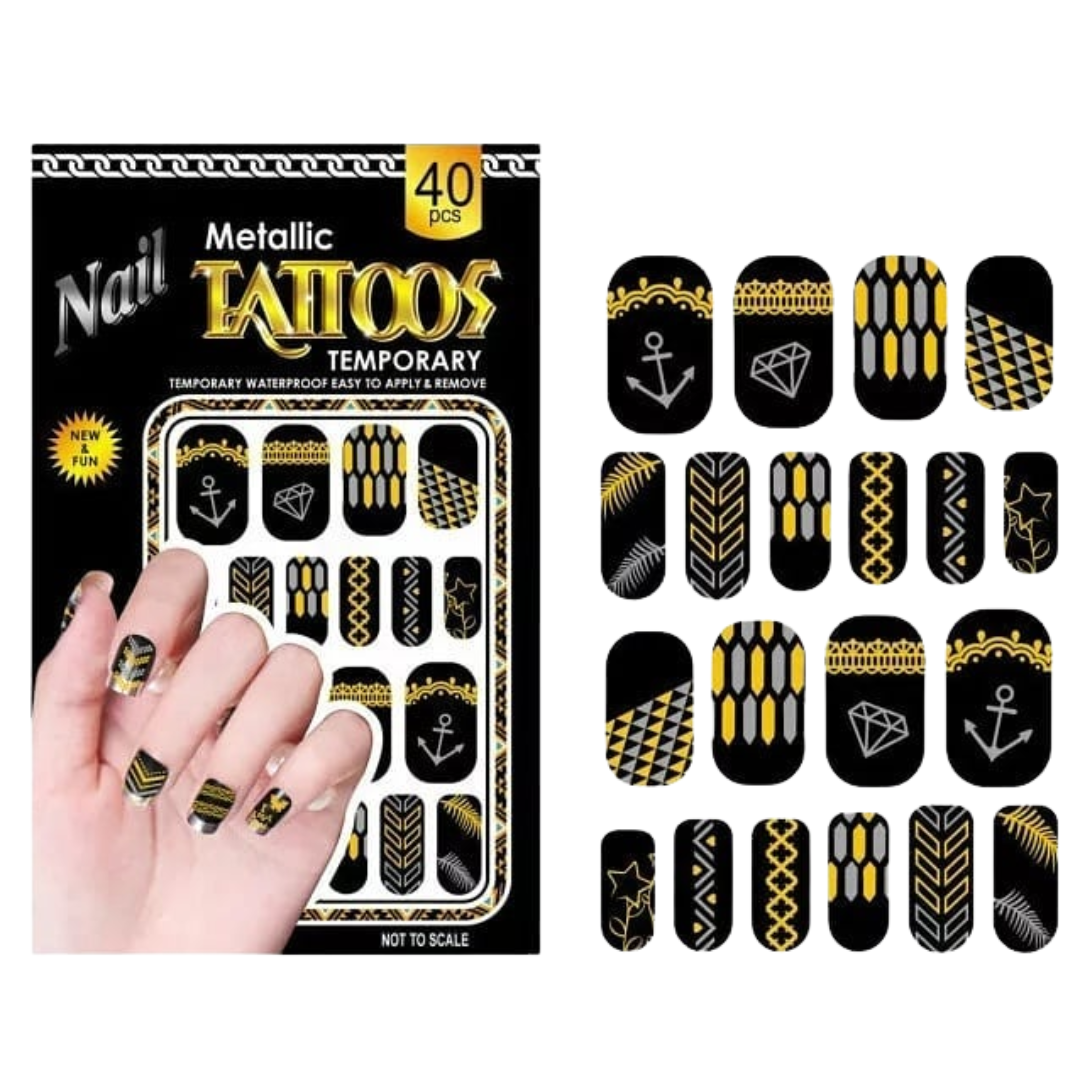 Metallic Tattoo Nail Art 40pc