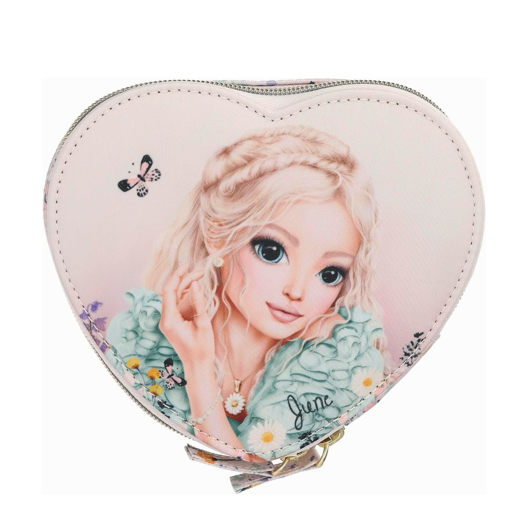 Mini Heart Jewellery Box w Mirror and Zip