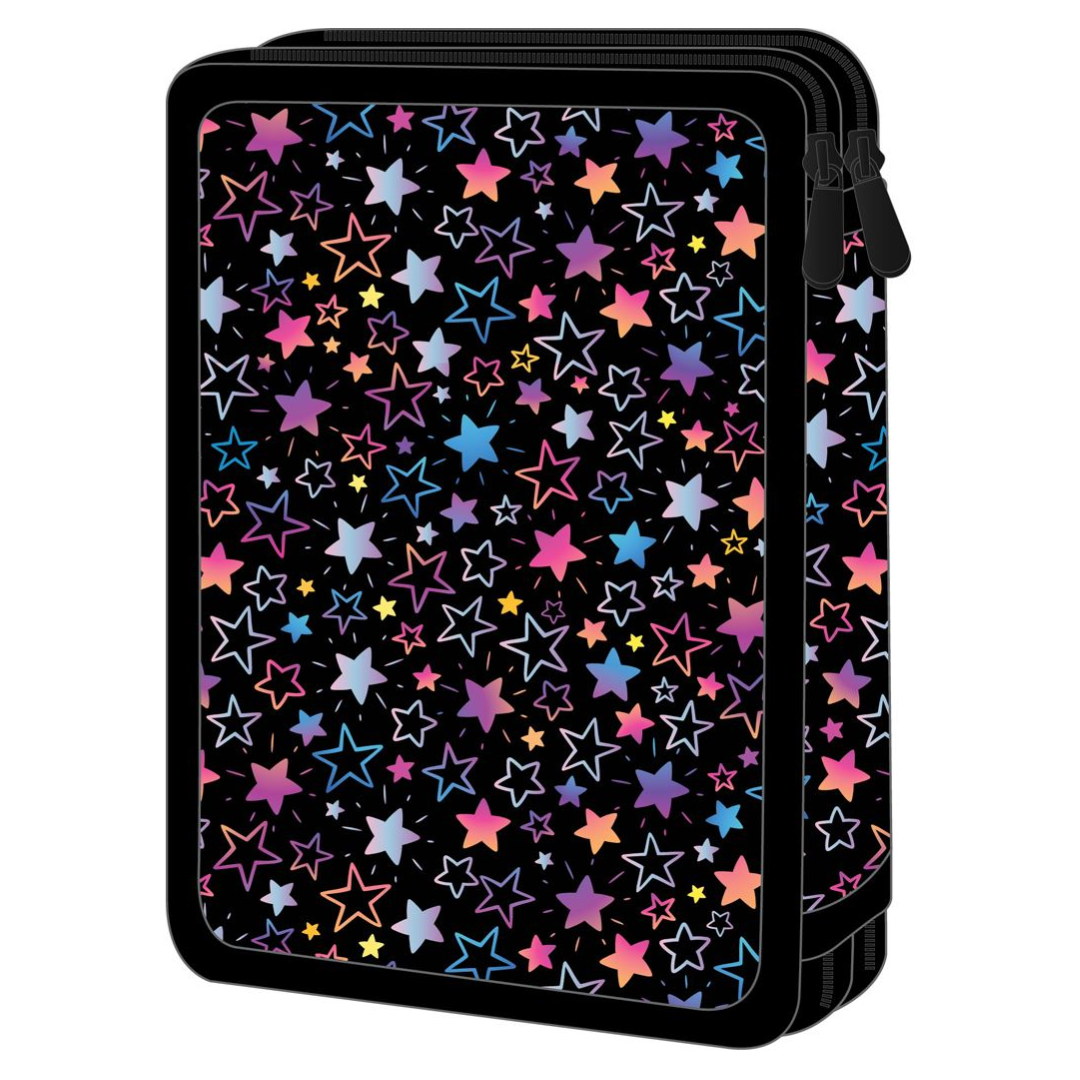 Must Double Decker Filled Pencil Case - Hologram Stars