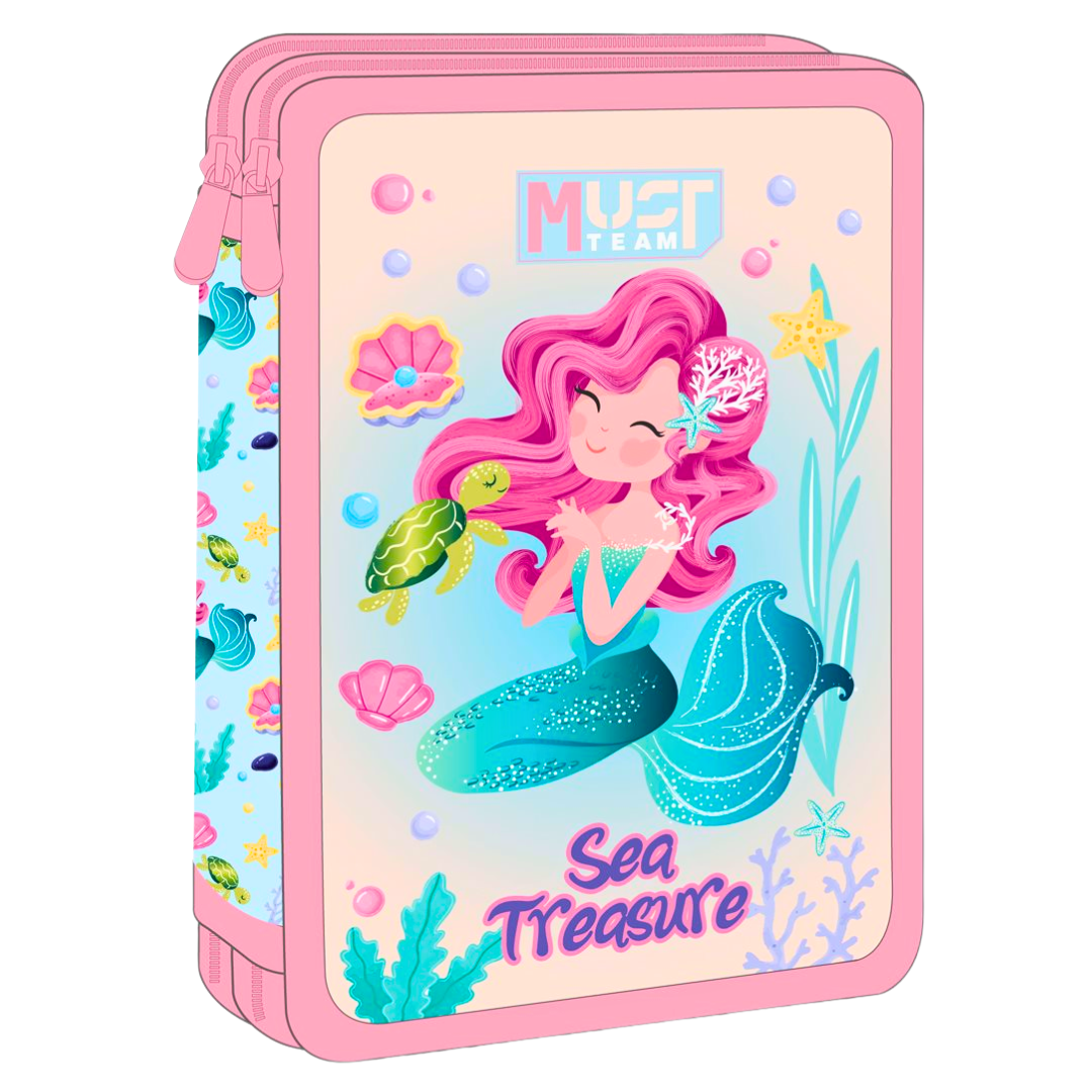 Must Double Decker Filled Pencil Case - Sea Treasure