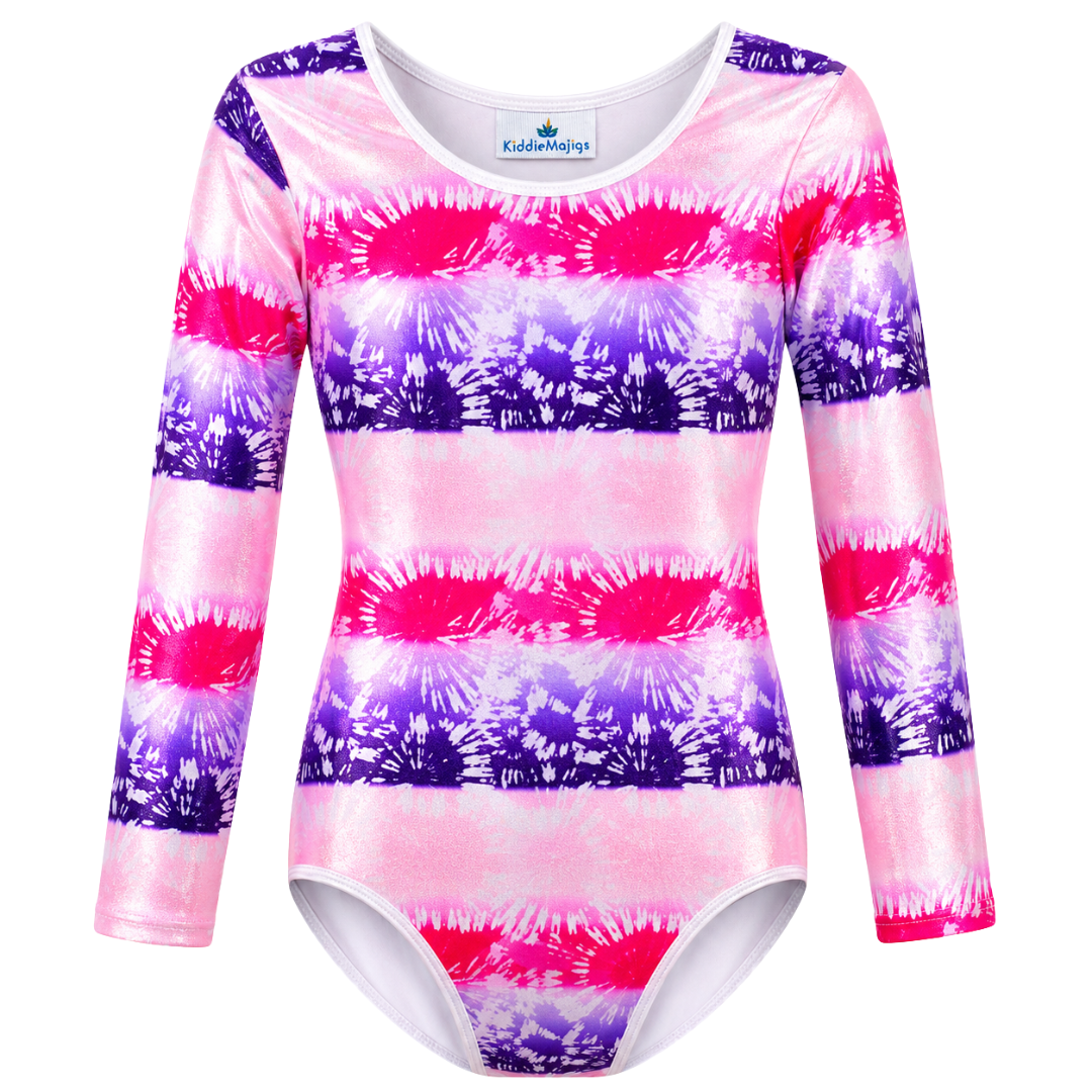 Pink & Purple Tie Dye Long-sleeve Gymnastics Leotard
