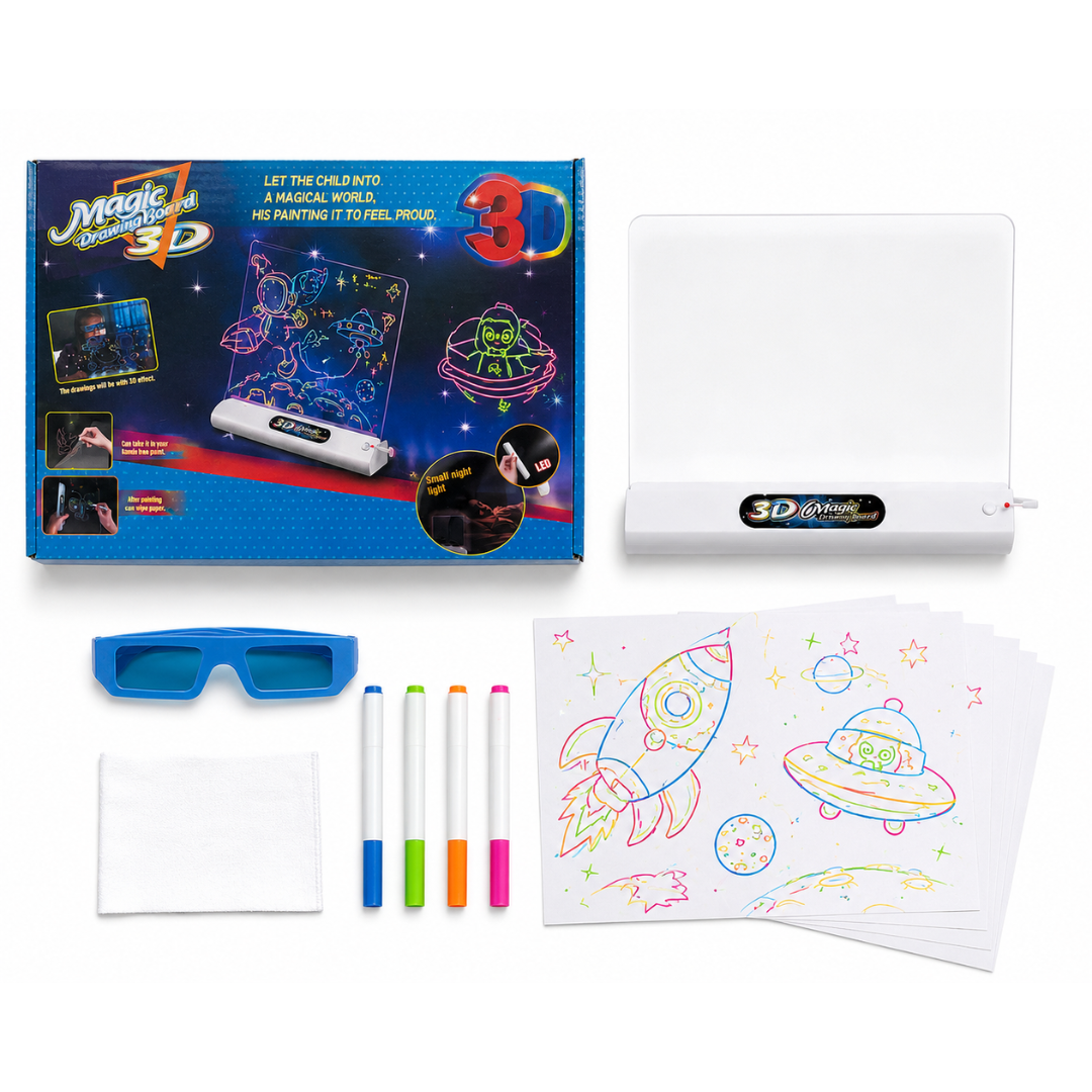 3D Magic Drawing Board LED Art Set with Glasses for Kids