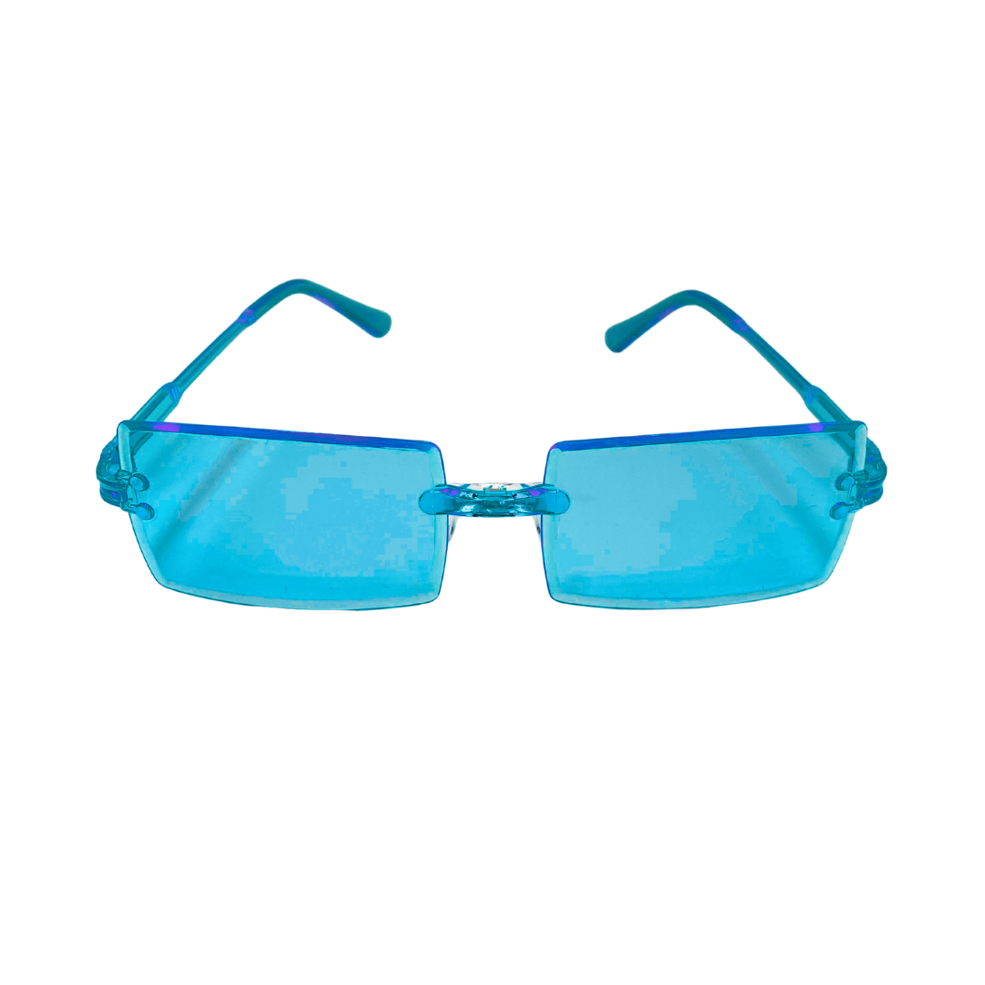 Rectangular Colour Glasses - Blue