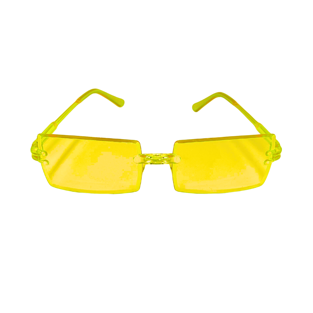 Rectangular Colour Glasses - Yellow