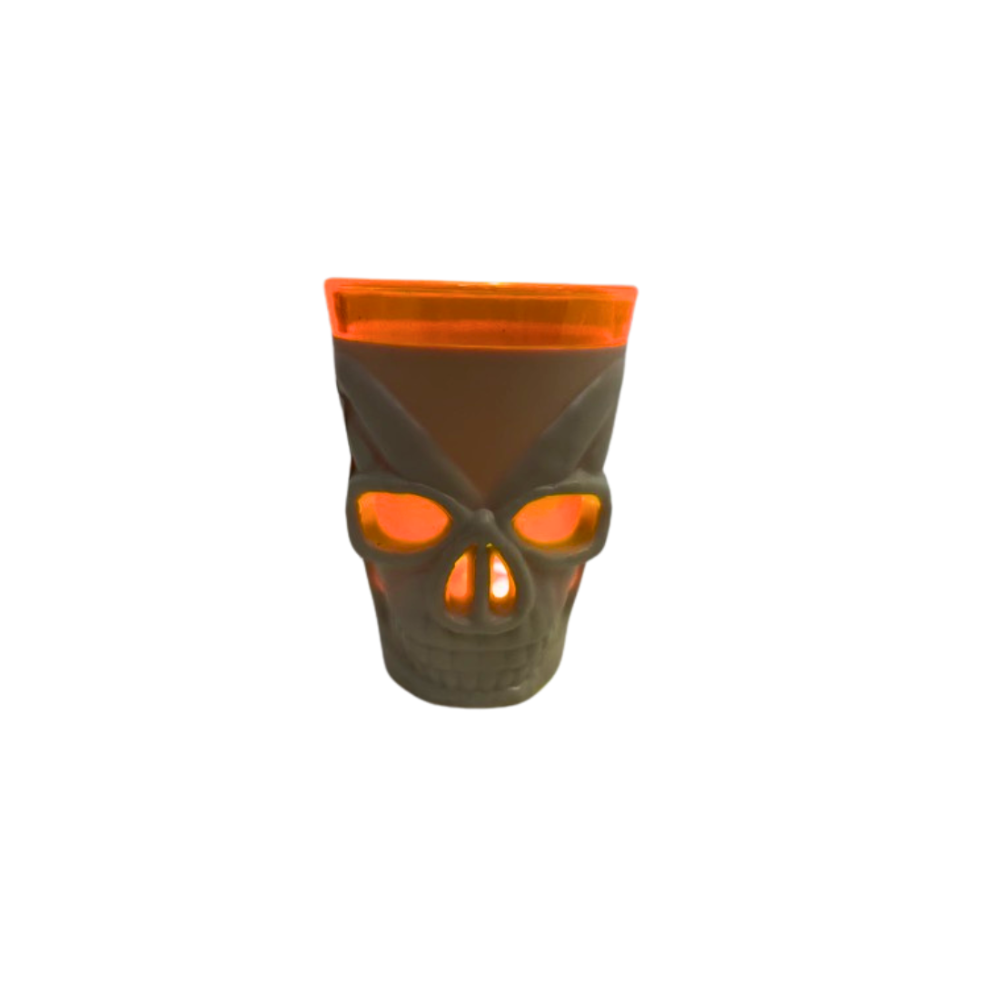 Light-Up Skull Mini Cup - Orange & White