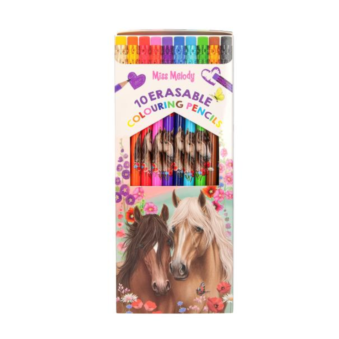 Miss Melody Erasable Colour Pencils - 10 Bright Colours