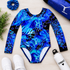 Aqua Leopard Long Sleeve Leotard