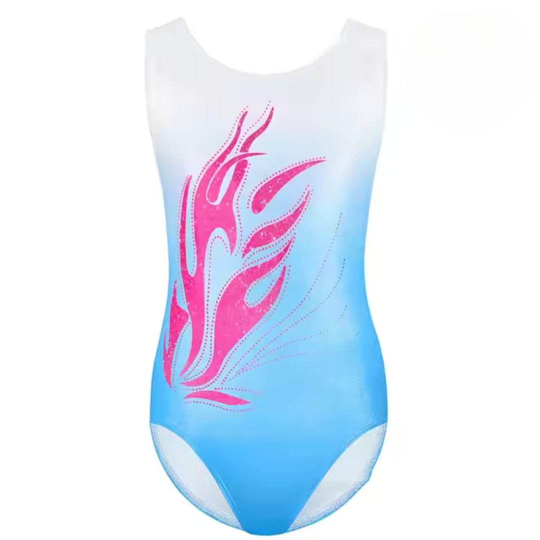 Blue Leotard Pink Flame