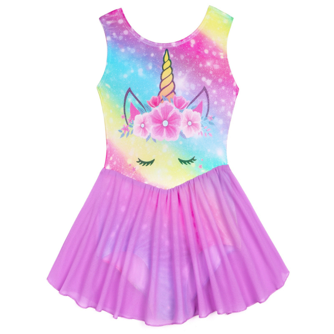 Multicolour Unicorn Leotard with Skirt and Scrunchy