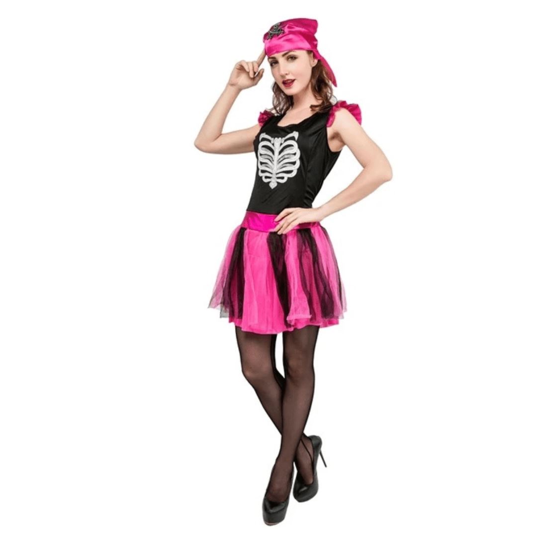 Adult Skeleton Dress with Pink Skirt