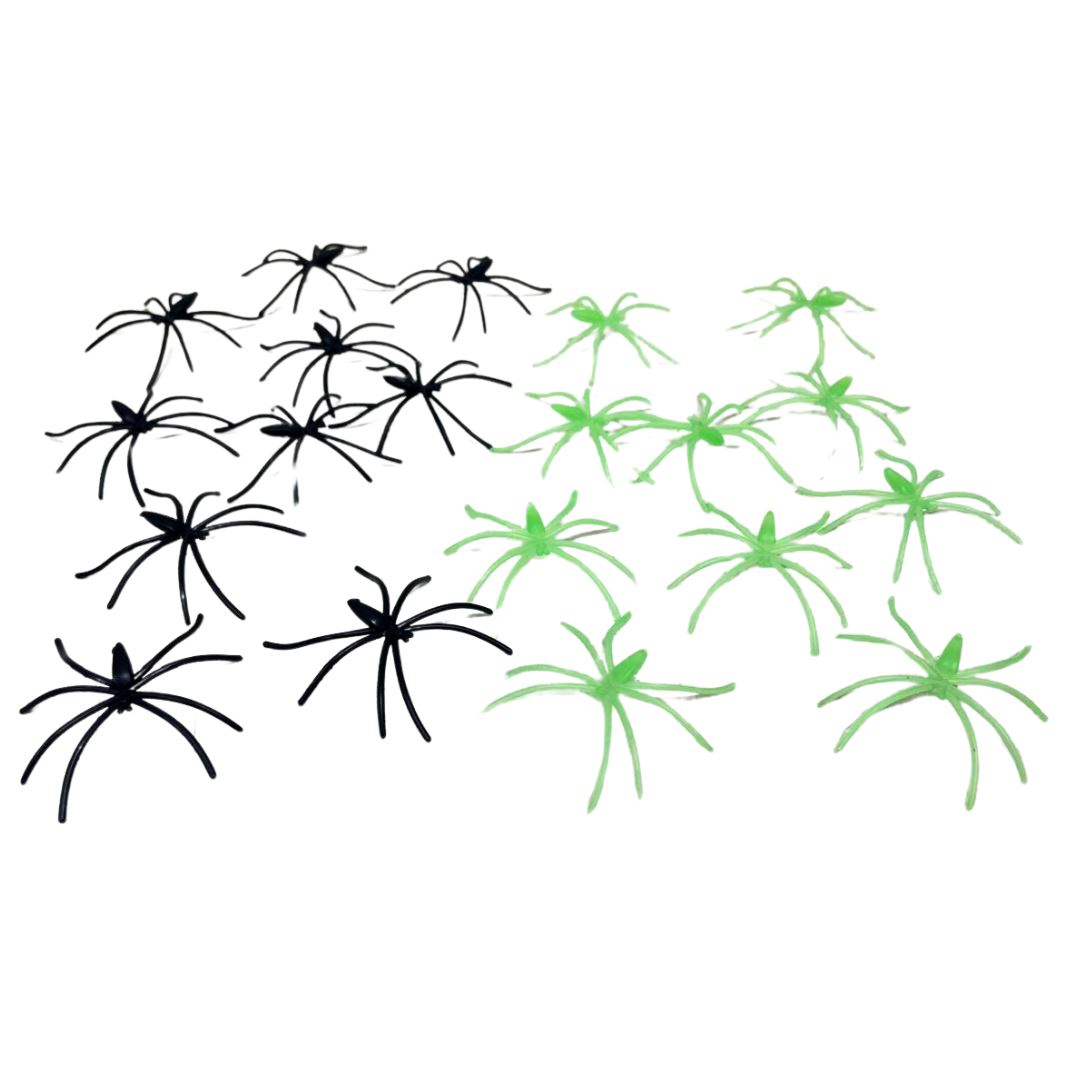 Black and Green Plastic Spiders