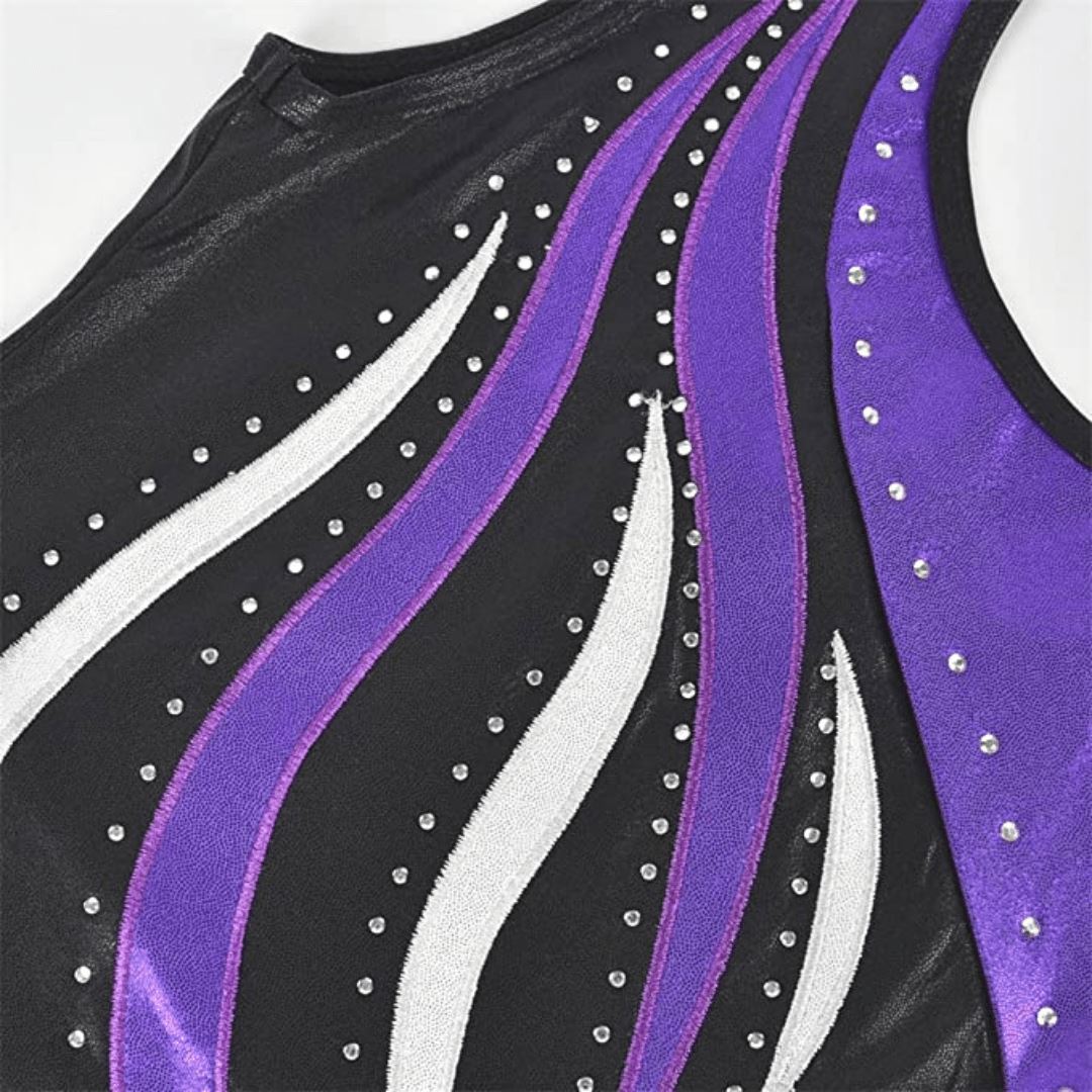 Black and Purple Gymnastics Leotard