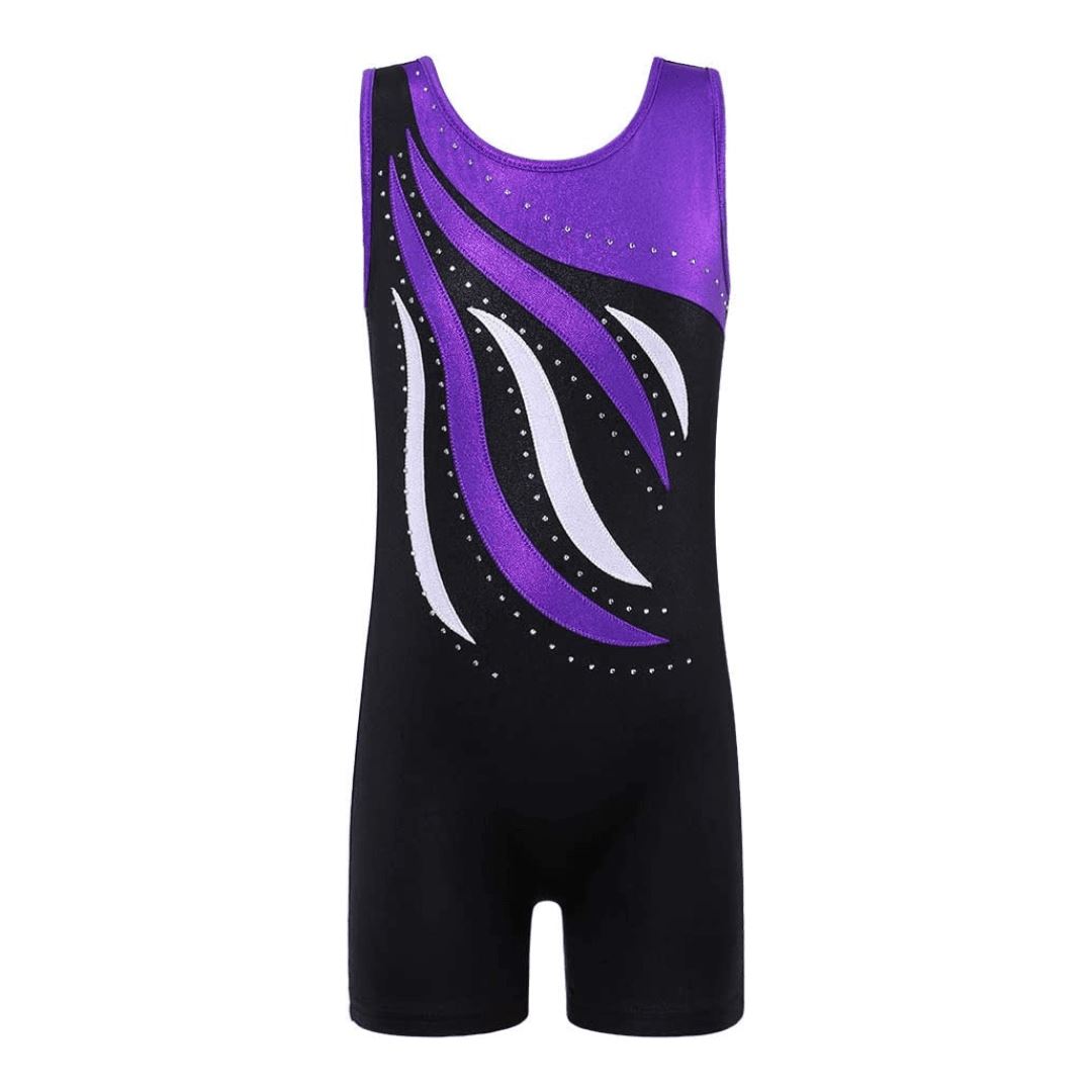 Black and Purple Gymnastics Unitard
