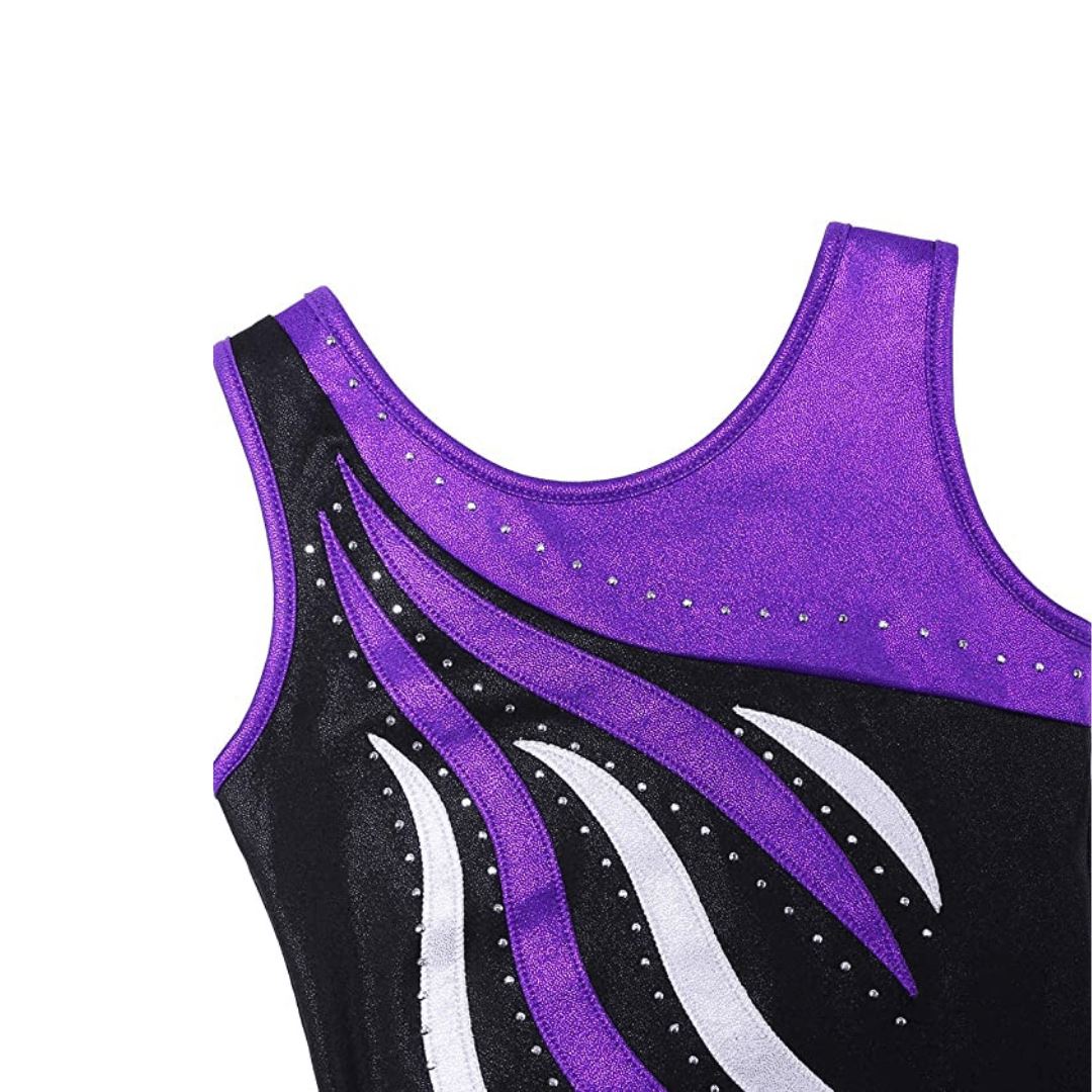 Black and Purple Gymnastics Unitard