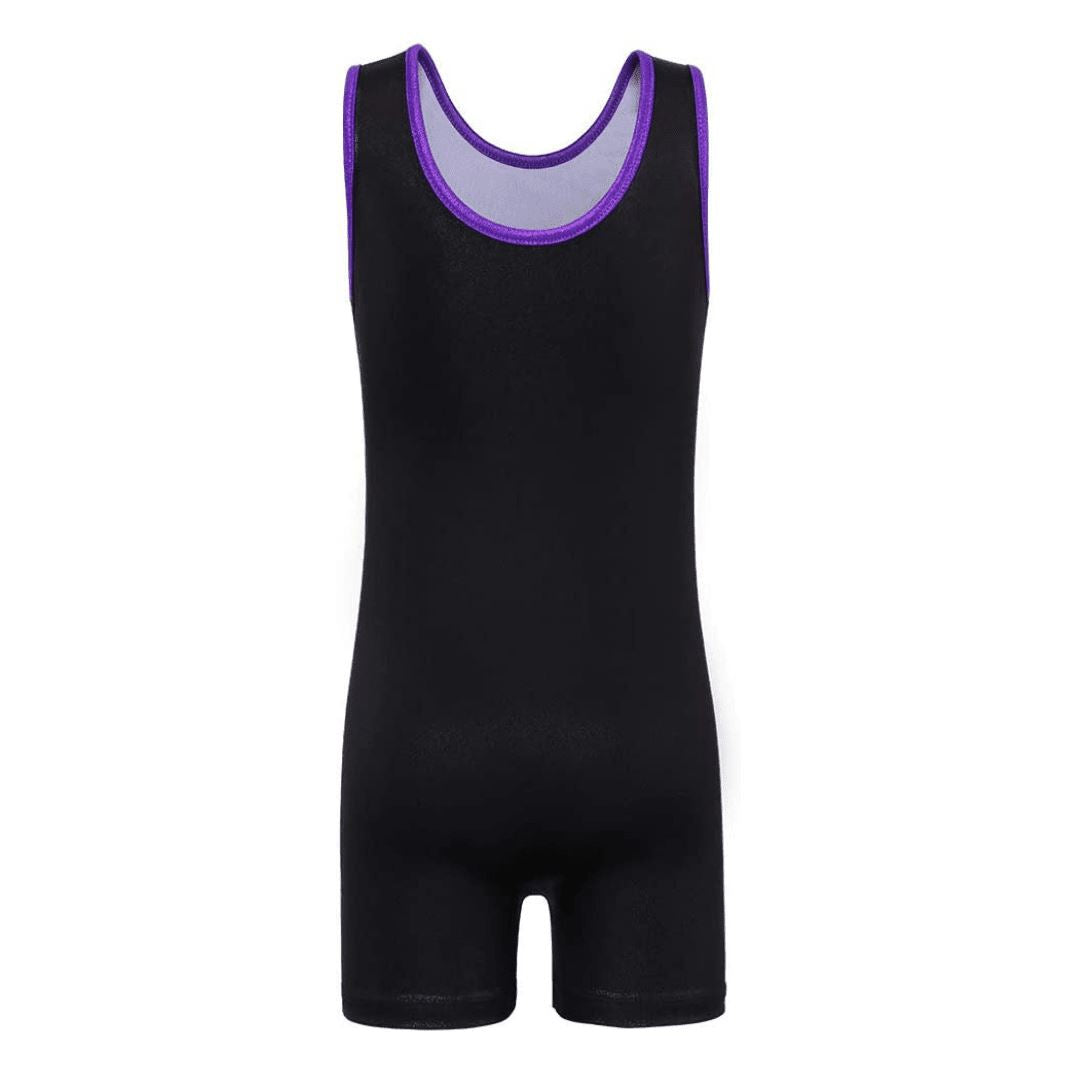 Black and Purple Gymnastics Unitard