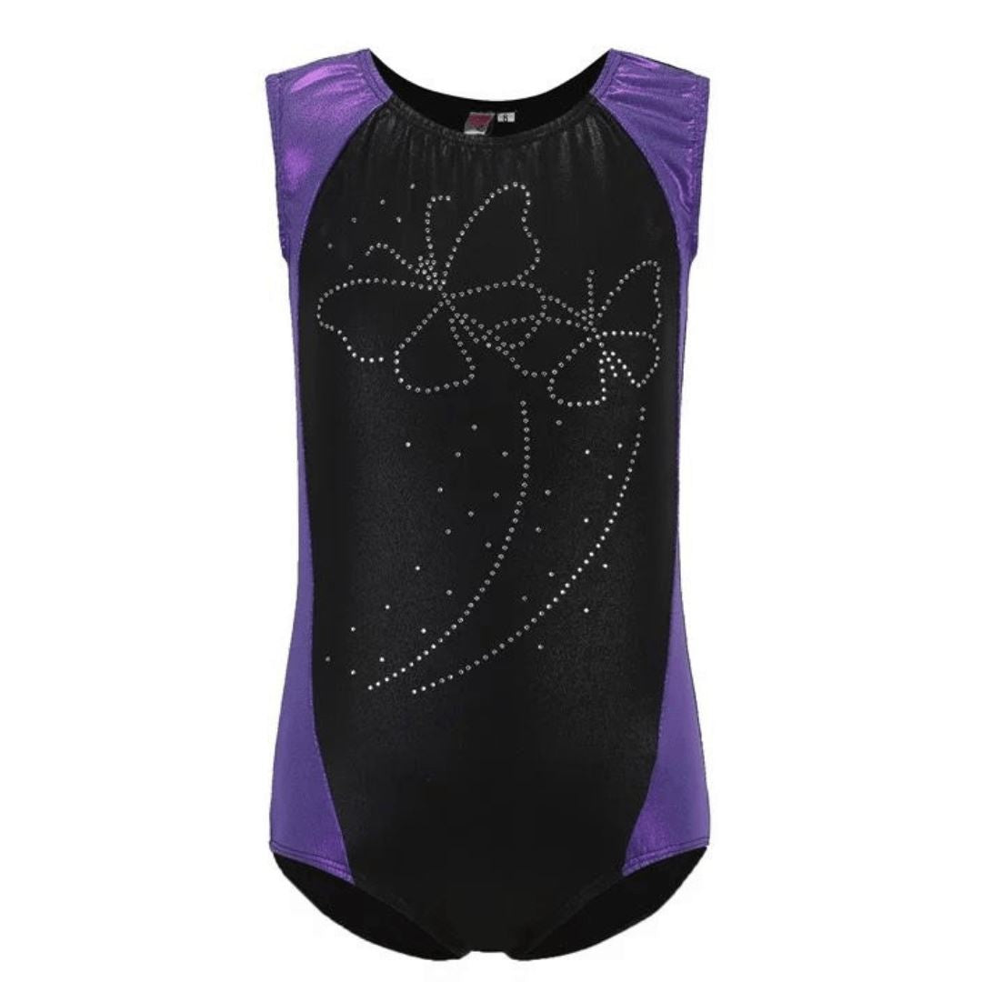 Black Butterfly Rhinestone Gymnastic Leotard