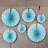 Blue Party Paper Fans Gold Trim