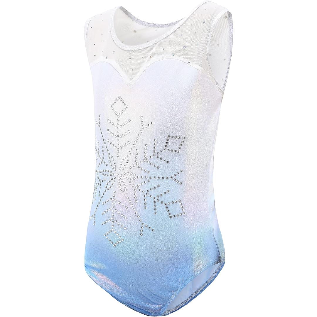 Blue Rhinestone Snowflake Gymnastics Leotard